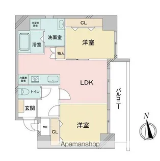 2LDKの間取り画像