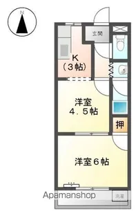 岐阜県羽島郡岐南町徳田1丁目【アパート】の間取り