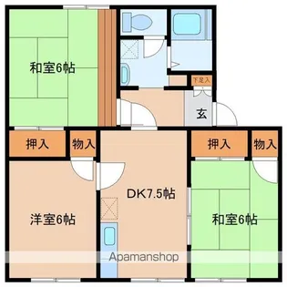 ガーデンハウス沖野B棟【1階】の間取り