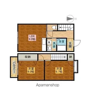 静岡県浜松市中央区半田山5丁目【テラスハウス】の間取り