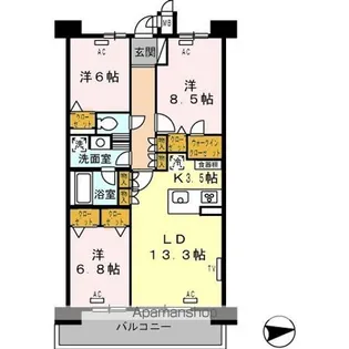 ロイヤルパークス西新井【4階】の間取り