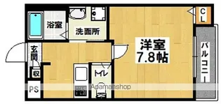 ジーイーキャトフ【1D号室】の間取り