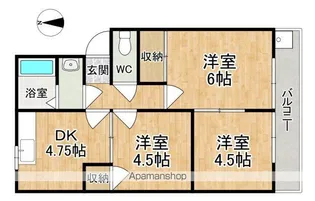 サニーハイツ朝日ヶ丘B【2階】の間取り