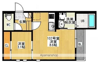 GRANDTIC青崎【1階】の間取り