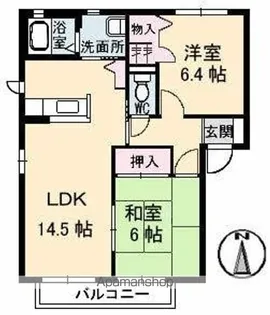 2LDKの間取り画像