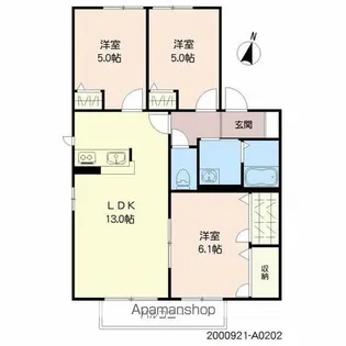 エバーグリーンブロス A棟【2階】の間取り