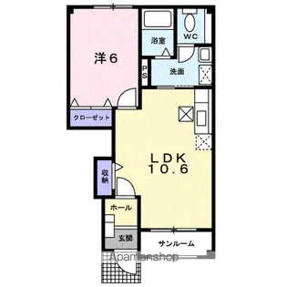フィオーレ.K B【102号室】の間取り