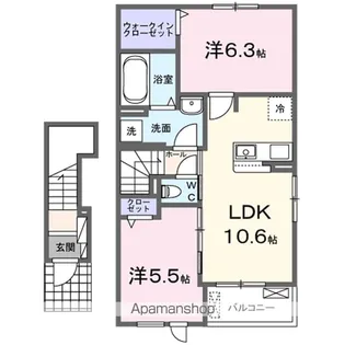 ゼファー川原崎 Ⅱ【2階】の間取り