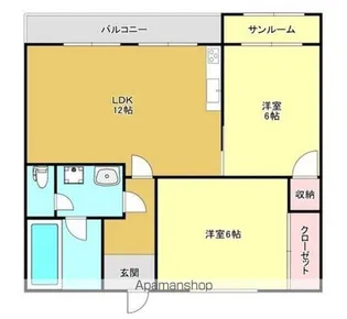 スカイコート下郡【306号室】の間取り