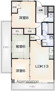 パレシャンドゥリエ【401号室】の間取り