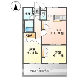 グリーンパークB棟【2階】の間取り
