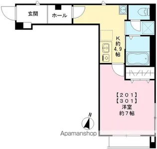ビューノ中村橋【301号室号室】の間取り