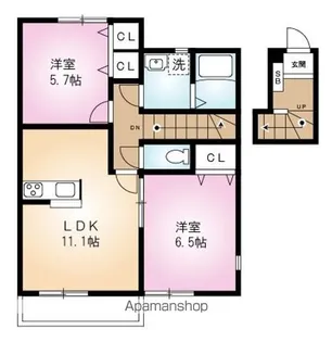 ル・ボヌールB【201号室】の間取り