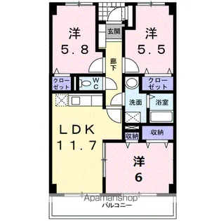 パラッツォ・アウローラ【3階】の間取り