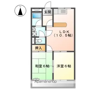 ベジタブルハイムA・B棟【10302号室】の間取り