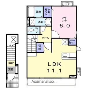 岐阜県羽島郡岐南町薬師寺6丁目【アパート】の間取り
