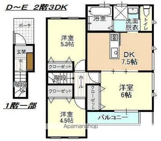 ライジング・リーフ【E202号室】の間取り
