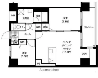 レジディア西新【14階】の間取り