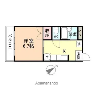 コーポ雪舟【102号室】の間取り