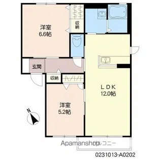 リバーサイド N・ボヌール A棟【202号室】の間取り