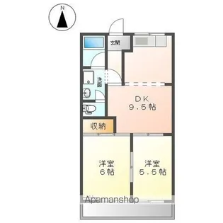 サンハイム桐山【206号室】の間取り