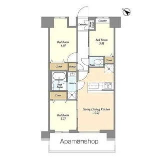グランカーサ王子Ⅱ【3階】の間取り