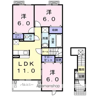 カーサ・ミニョンA【2階】の間取り