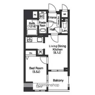 1LDKの間取り画像