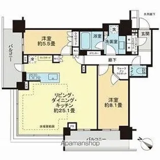 BRILLIA TOWER西新【20階】の間取り