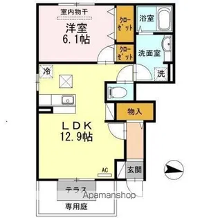 パルティール ハバラ【1階】の間取り