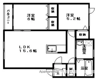 2LDKの間取り画像