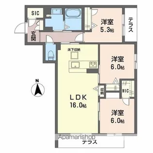 シャーメゾンバルーンフラワー【1階】の間取り