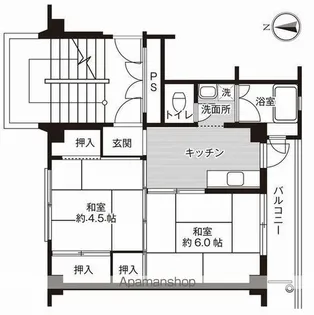 ビレッジハウス境港第二1号棟【201号室】の間取り