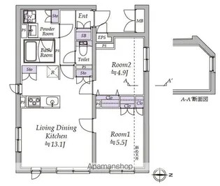 アトリオフラッツ日暮里【5階】の間取り