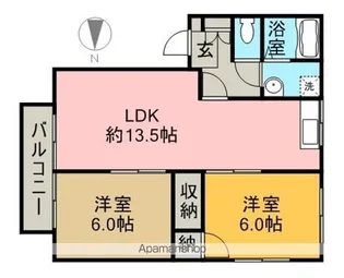 ファミール繁本【A202号室】の間取り