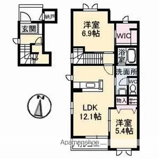 シャーメゾン神辺 A棟【2階】の間取り