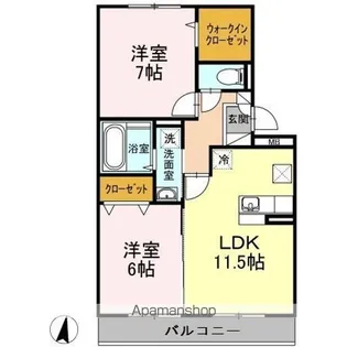 コアロード今宿 A棟【2階】の間取り
