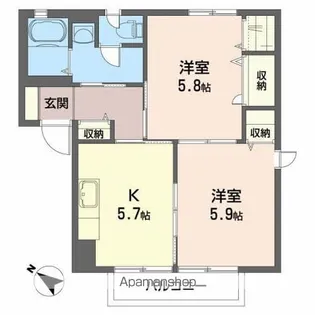 フェリーチェ【202号室】の間取り