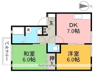 エステート六泉寺 B棟【2階】の間取り
