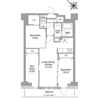 コンフォリア・リヴ豊洲キャナル【3階】の間取り