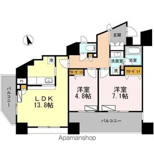 カスタリア荒川【6階】の間取り