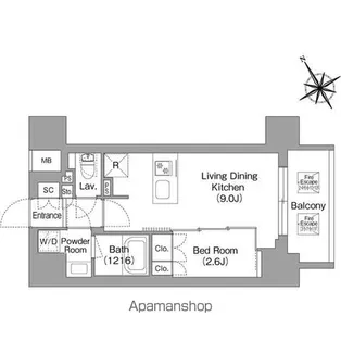 バウスフラッツ蔵前【5階】の間取り