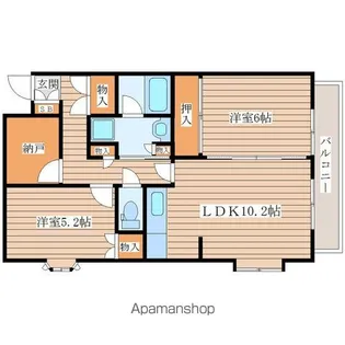 グランドール泉中央Ⅱ【206号室】の間取り