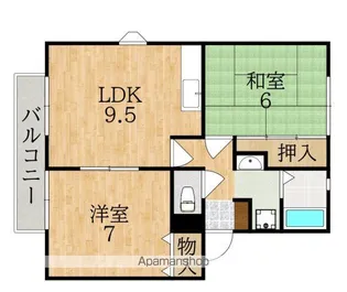 サンビレッジ学園前東坂D【2階】の間取り