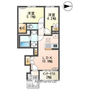 グリーンコート 西の原【102号室】の間取り