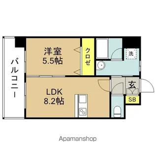 ニューリバー大名【8階】の間取り