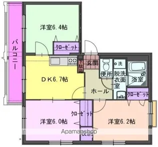 マンションピンクダイヤモンド【102号室】の間取り