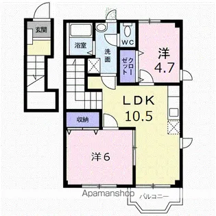 アヴニール鵜木Ⅲ【2階】の間取り
