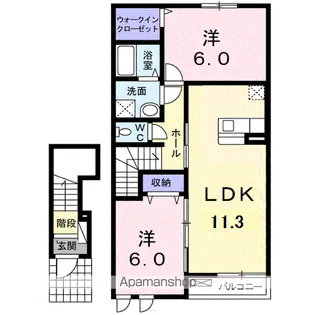 ノーブルB【2階】の間取り