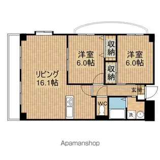 2LDKの間取り画像